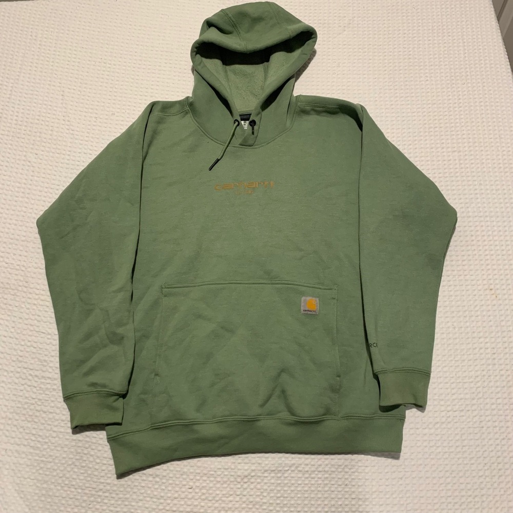 Carhartt Force Relaxed Fit Hoodie Mens Large Sage Green Sweatshirt Logo EST 1889